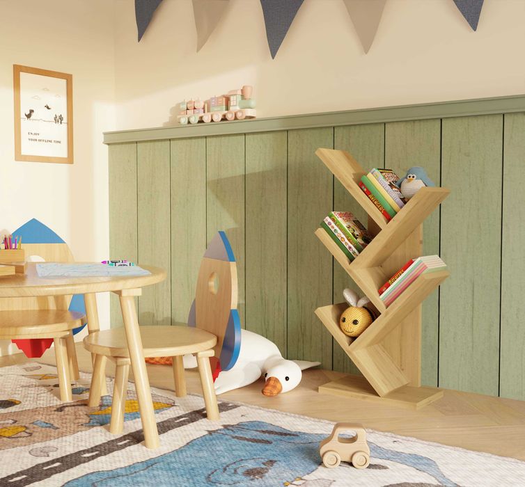 REGAŁ Stojący FUNNY MINI Na Książki 4 Półki Biały lub Dąb Artisan