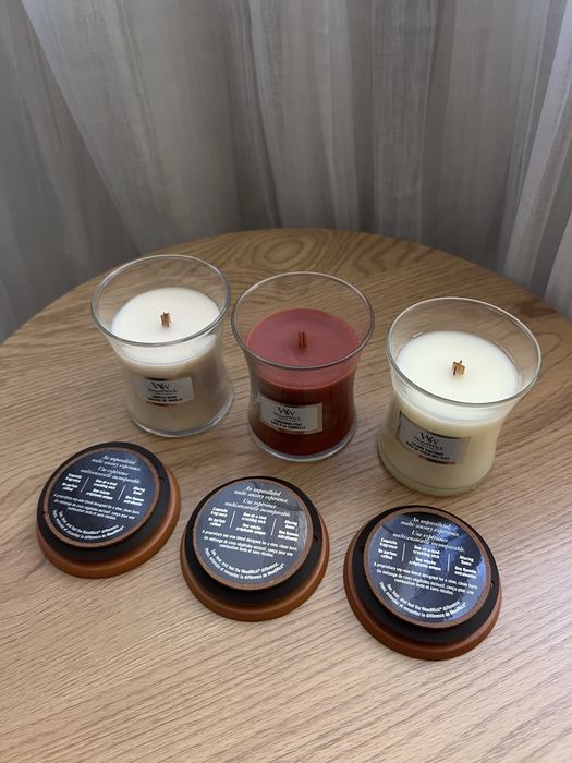 Свічка WoodWick Vanilla Bean, Cinnamon Chai, Island Coconut