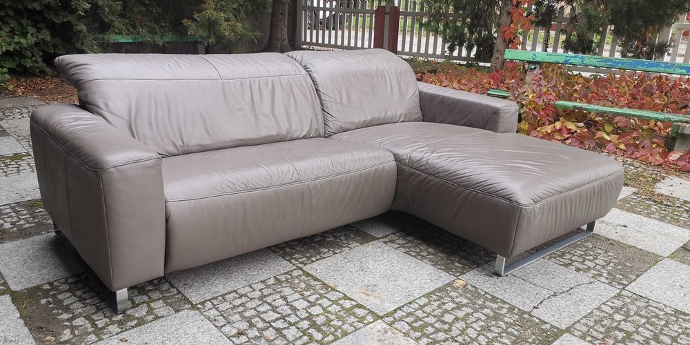 Skórzany Narożnik - Skóra Naturalna - Funkcja Relax