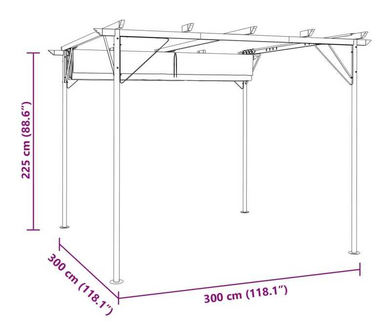 Pergola Tarasowa ogrodowa HDM 3x3 Metalowa Zwijany Dach Altana Solidna