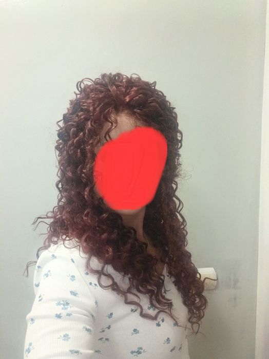 Nowa peruka wino burza loków lace front