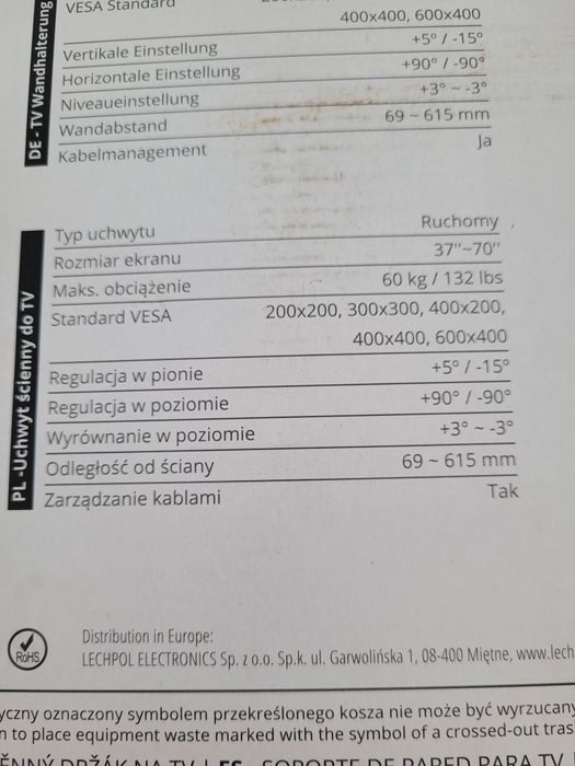 Wieszak na telewizor