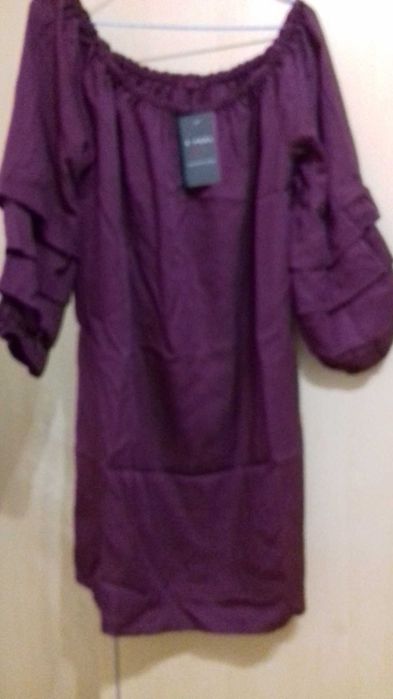 Vestido 100% tencel beringela TU