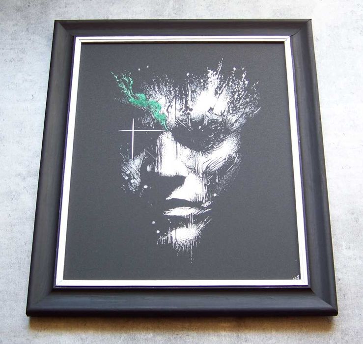 Obraz ręcznie rzeźbiony w blasze oprawiony w ramie... Staloryt