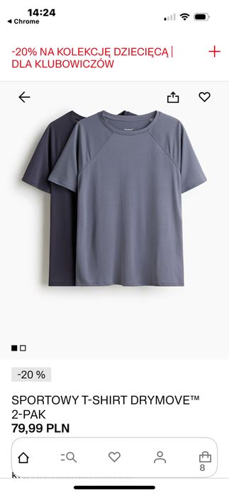 Koszulki H&M MOVE sportowe wf 122/128 dwupak