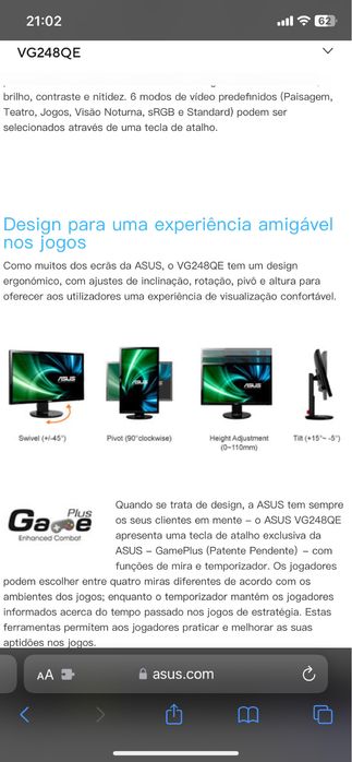 Monitor Gaming Asus VG248QE | 144hz | 1ms | 24” | 3D Vision