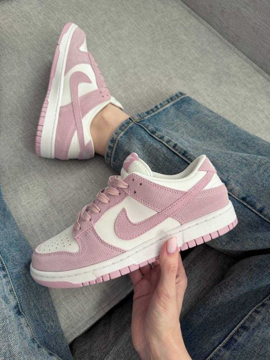 Кеди Nike SB Dunk White Pink Velvet Lilac Pink Corduroy | кросівки Найк СБ Данк Лов рожевого кольору вельвет
