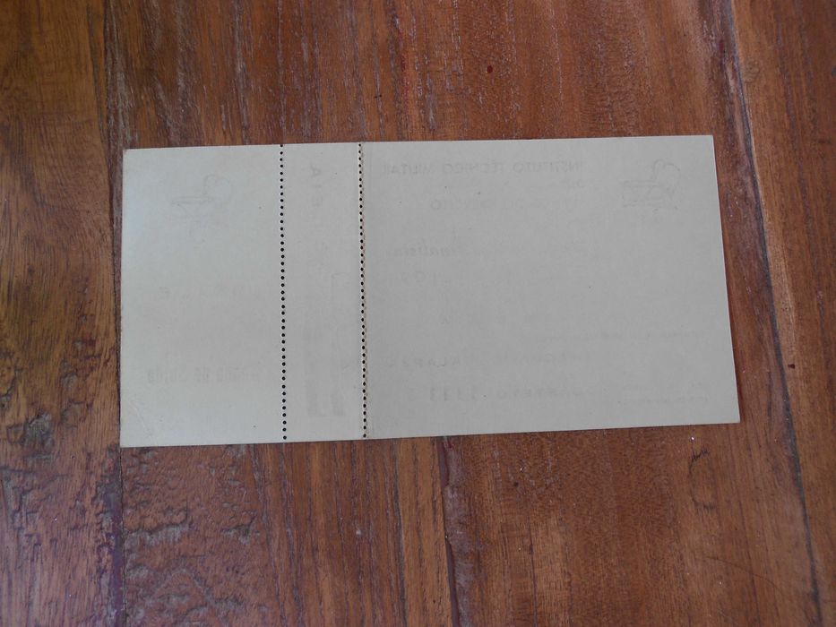 Bilhete antigo Festa dos Finalistas Pupilos Exercito 1970-71