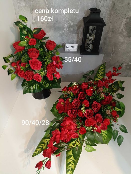 Dekoratornia Dorwita obciążone kompozycje kwiatowe na grób pomnik wiązanka bukiet zestaw kwiaty sztuczne