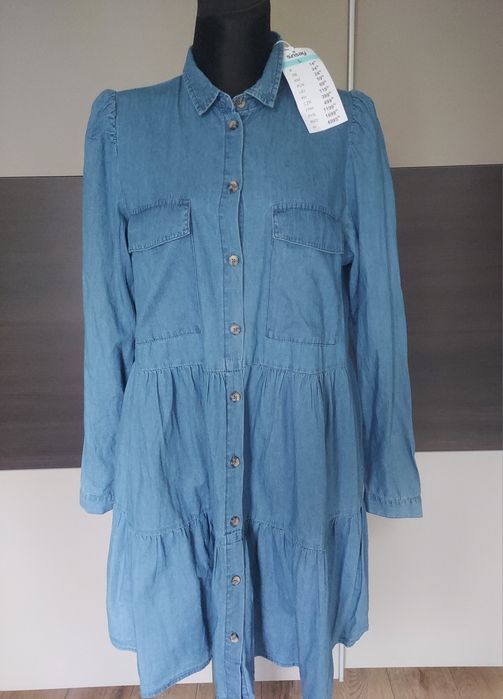 Nowa niebieska sukienka babydoll jeansowa SinSay 40/L