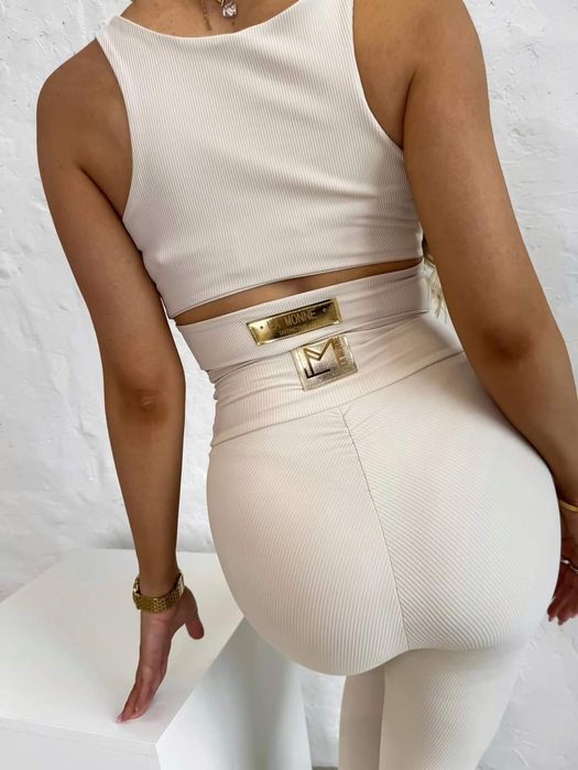 Legginsy La Monne S M czarne beżowe