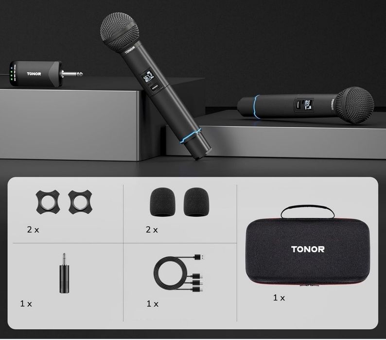 Mikrofony 2 sztuki Tonor akumulatorowe TW720 bezprzewodowe Zestaw DJ W