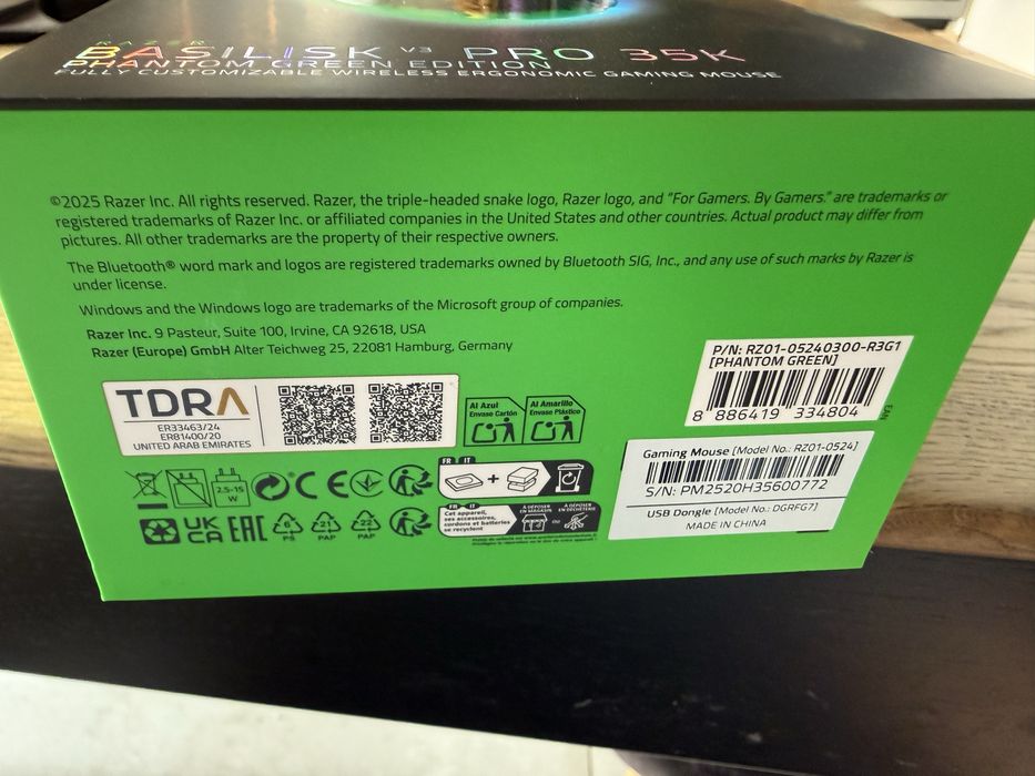 Миша Razer Basilisk V3 Pro 35K Phantom Green
