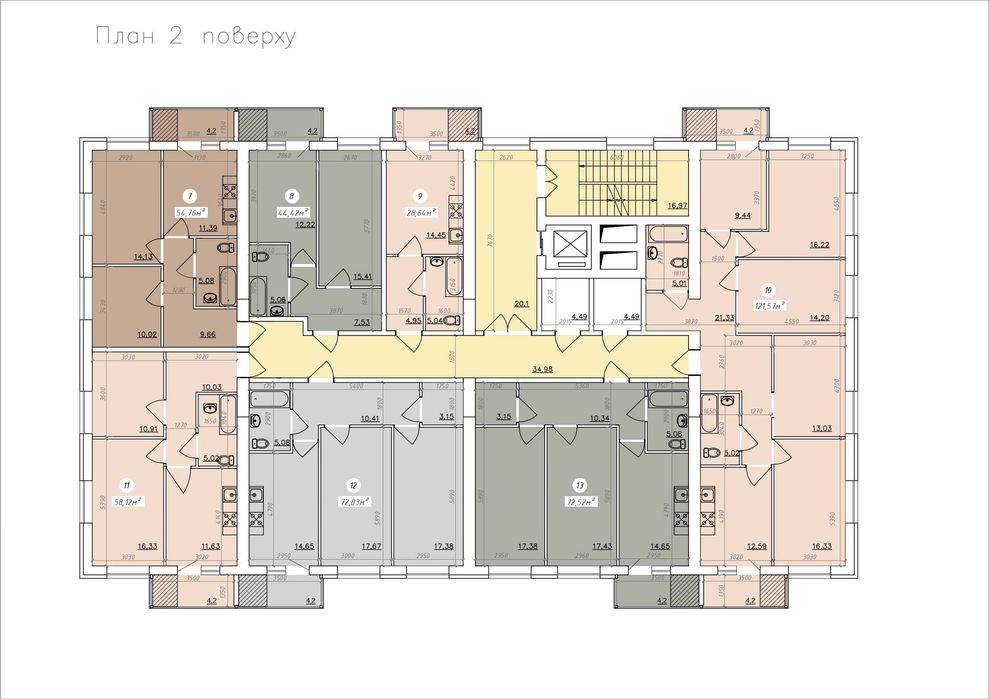 Квартира 2К площею 54,76 м² в місті Кропивницький по вул: Садова 120