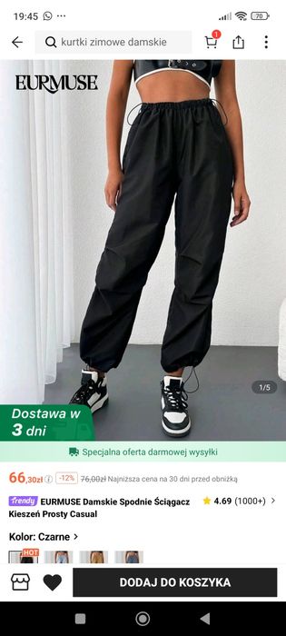 Spodnie szerokie sportowe dresy ortalionowe ściągacze s 36
