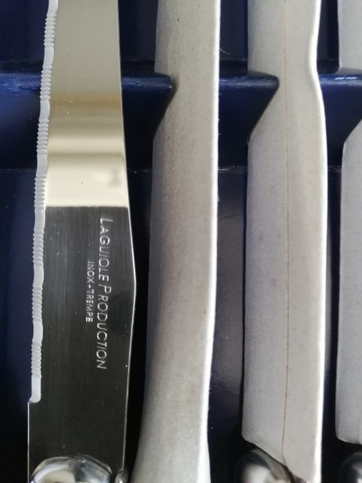 Set of 6 Forge de Laguiole Steak Knives, Brushed Stainless Steel