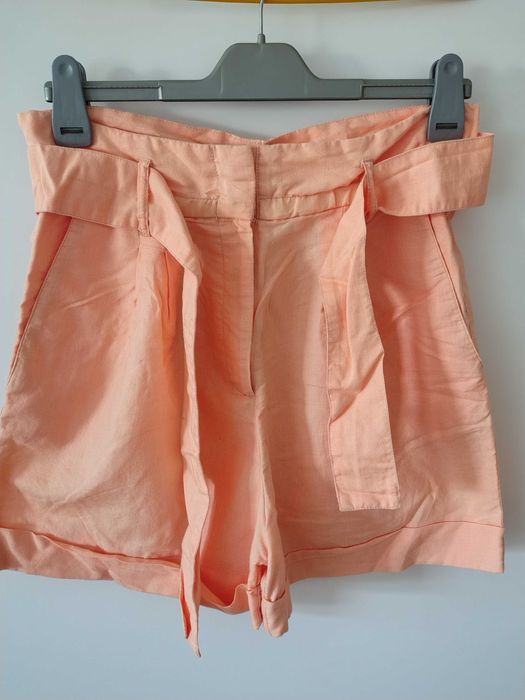 Spodenki len z bawełną brzoskwiniowe