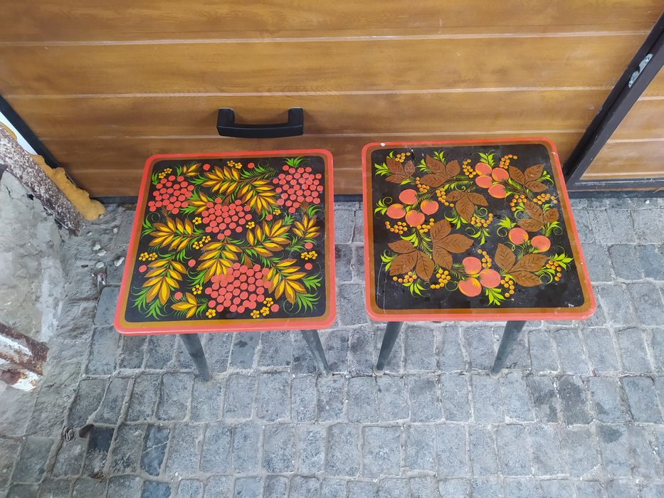 Табуретки, хохлома, Петраковская, Петраківська розпис