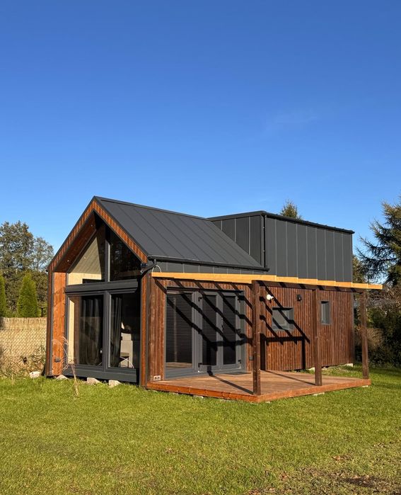 Domek mobilny drewniany szkieletowy stodoła antresola