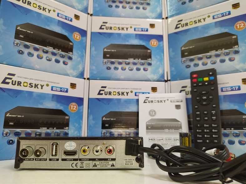 Тюнер приемник приставка Т2 EuroSky ES-17 YouTube IPTV MeGoGo DVB-C/T2