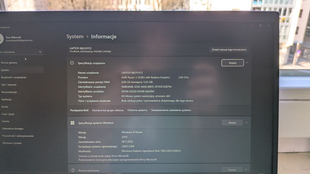 Szybki ASUS VivoBook 14 | Ryzen | 8GB/512GB | NOWA BATERIA | Stan BDB