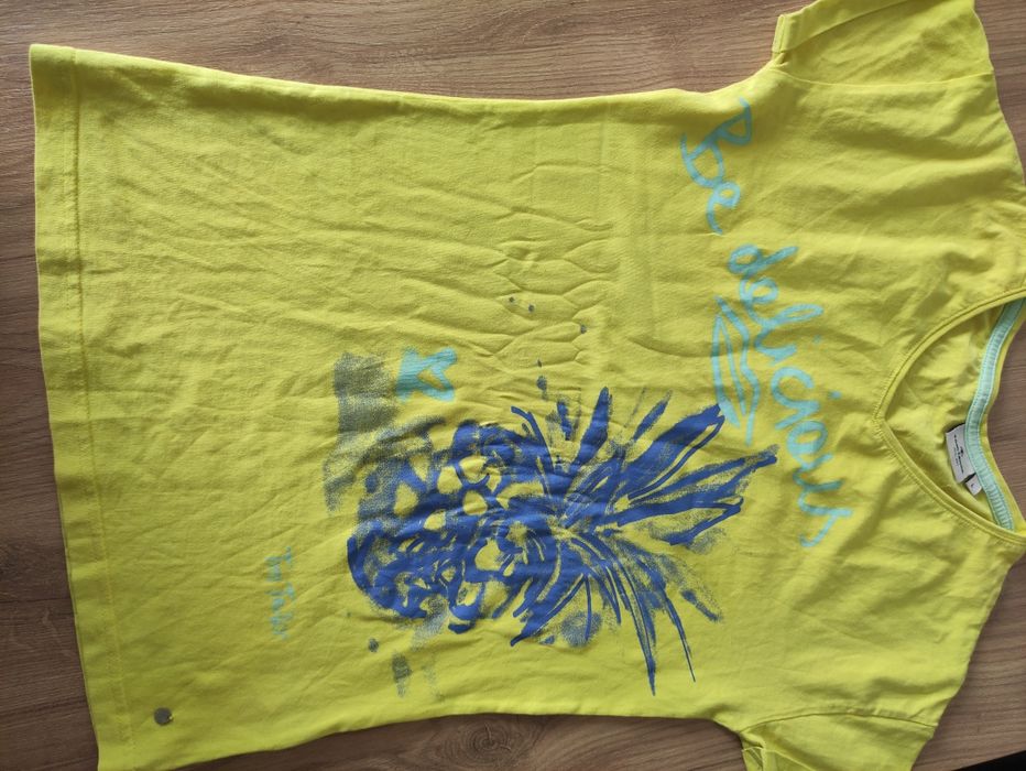T-shirt damski w kolorze żółtym Tom Tailor rozm. L, niebieski ananas