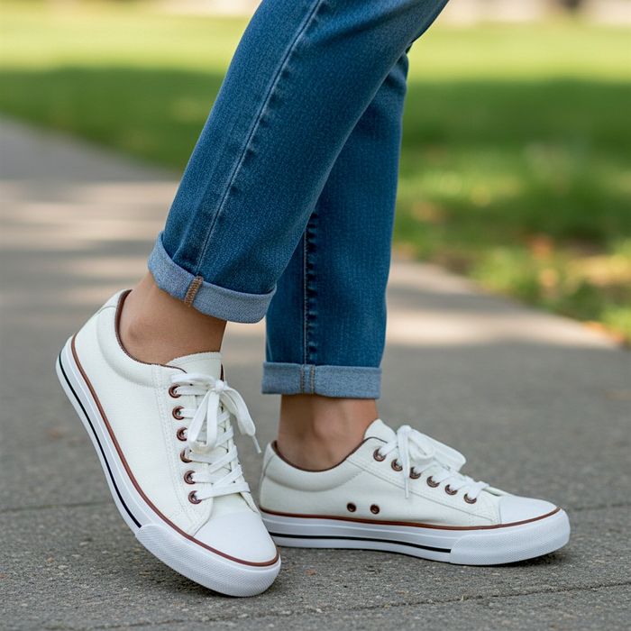 Białe trampki damskie niskie klasyczne casualowe 6649 rozm. 41