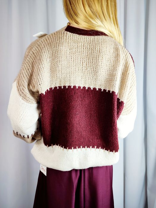 Sweter kardigan oversize bufiaste rękawy