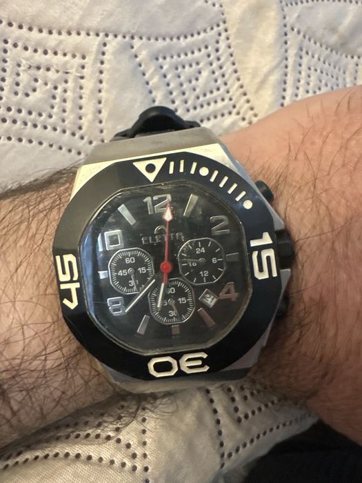 Relogio Eletta aço inoxidavel 3 cronometros