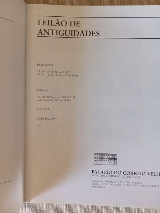 Catálogo do Leilão de Antiguidades nº 117 – Palácio do Correio Velho (Maio/Junho de 2003)