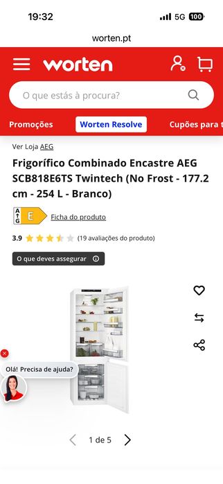 Combinado de encastre AEG (móvel 60)