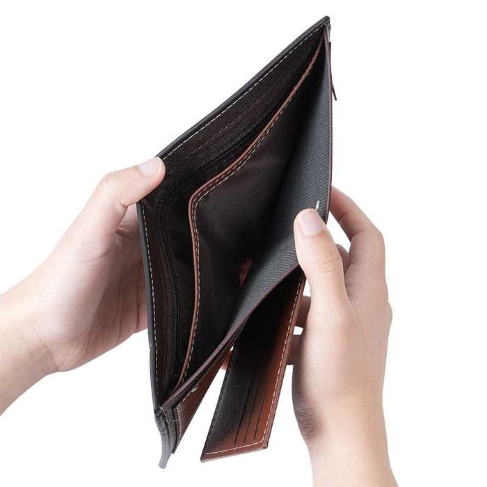 Carteira De Pele Com Porta-Moedas (Castanho)