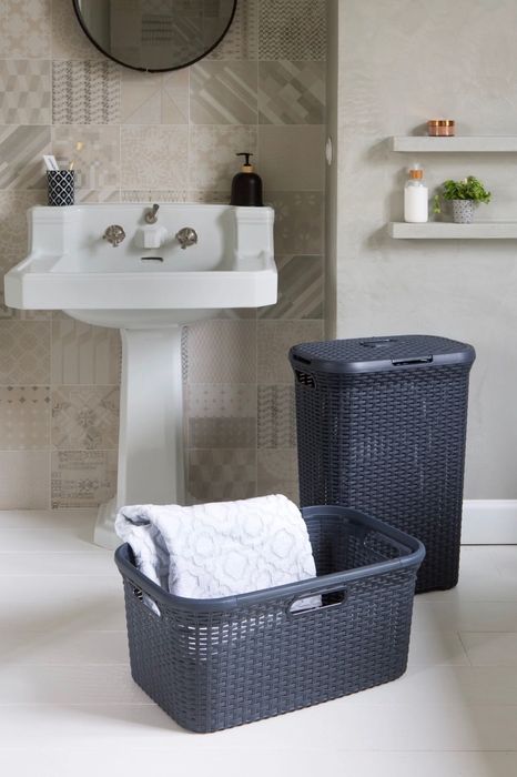 Curver Kosz na bieliznę Rattan Style 40L ciemny szary