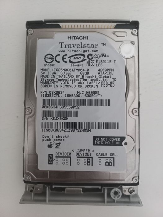 Vendo disco rígido 60gb Hitachi travelstar