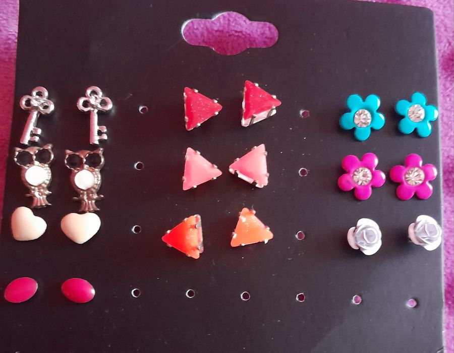 Kolczyki damskie młodzieżowe 10 par