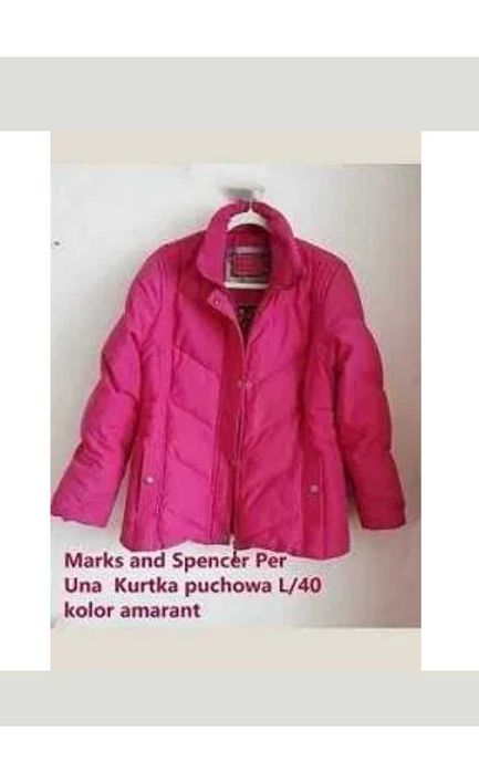 Marks and Spencer Per Una taliowana Kurtka puchowa L/40 kolor amarant