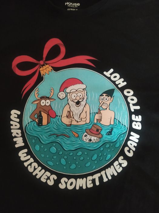 T-Shirt męski świąteczny z Mikołajem na wesoło