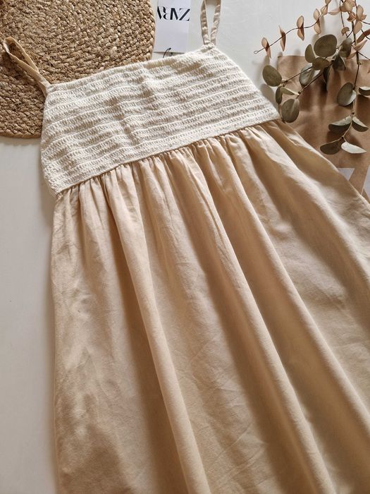Платье zara сарафан s-M лен