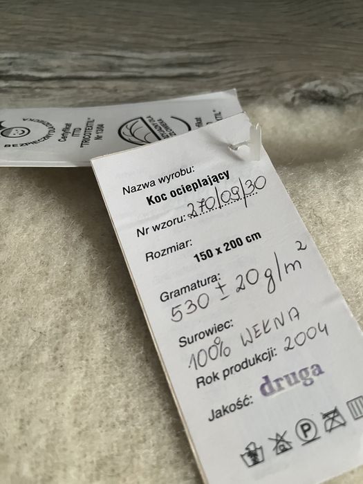 Nowy Koc 100% wełny - gramatura 530 / 20 g