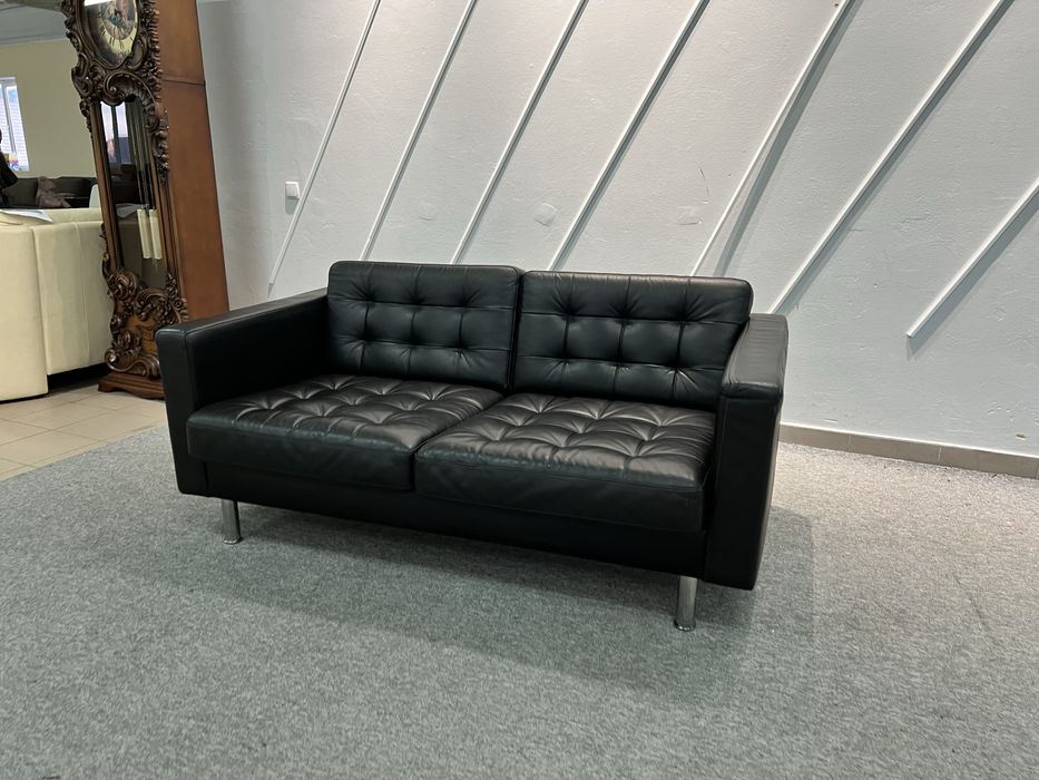 Диван двійка шкіряний чорний