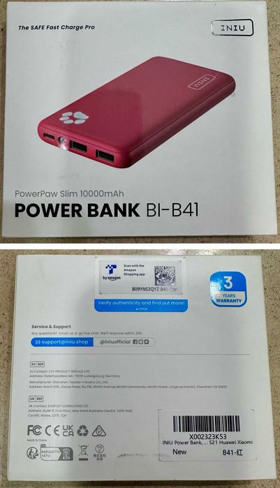 Dois Powerbank INIU BI-B41, 10000 mAh, Fast Charge, USB-C in/out