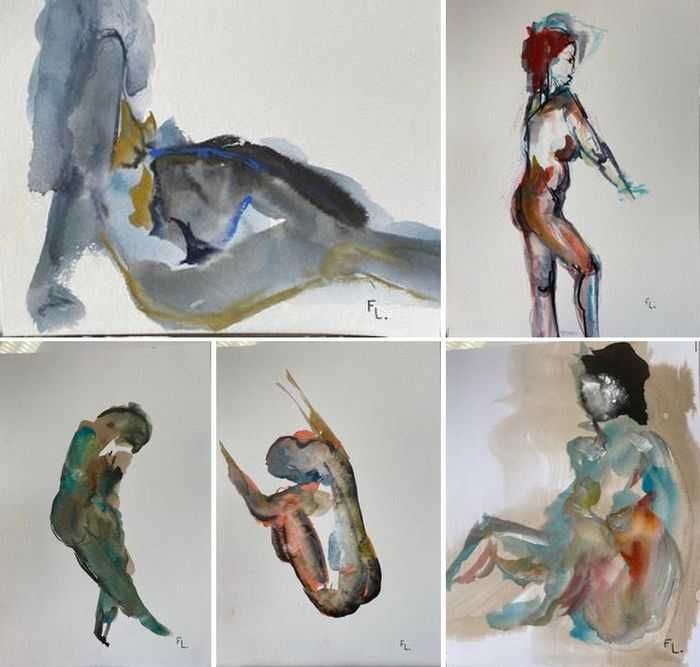 Desenhos 65x25cm / 32,5x25cm - Originais Françoise Leblanc (1953)