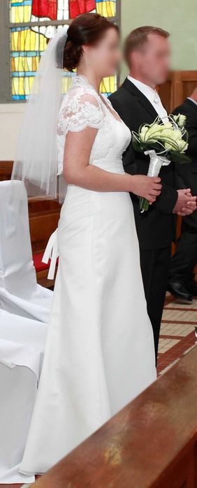 Sukienka ślubna wiązana z tyłu r. M / 38 plus gratis bolerko
