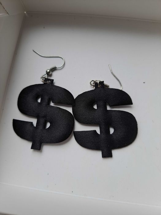 Kolczyki wiszące czarne dolary nowe