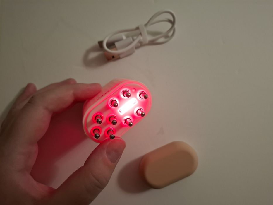 Aplicador de óleo sérum massajador couro cabeludo vibratório luz LED