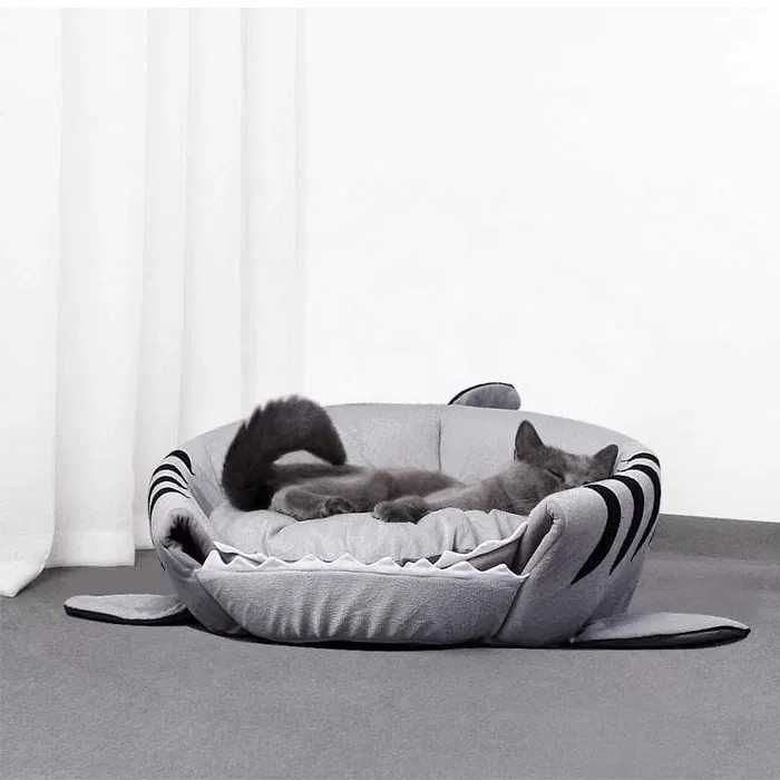 Cama Casota Almofada para animais Cão Gato em formato Tubarão novo