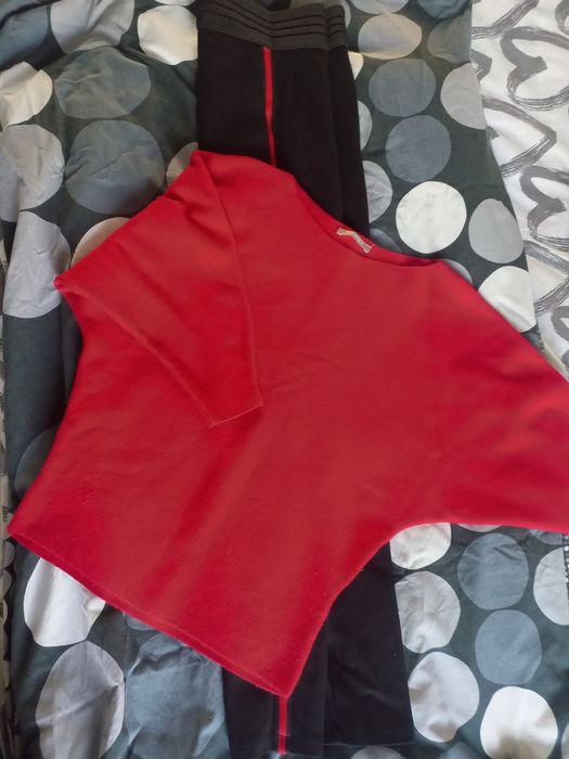Tregginsy orsay czarne z bordowym czerwonym lampasem legginsy s