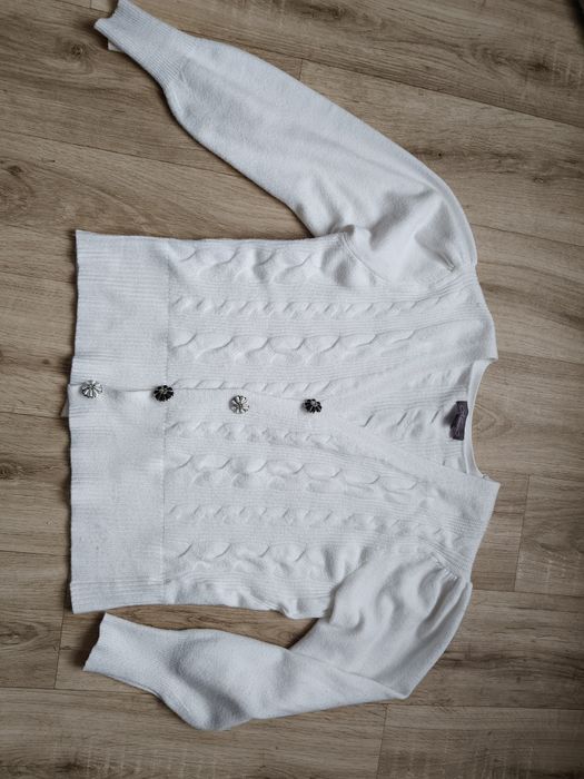 Biały sweterek kardigan damski xl 42