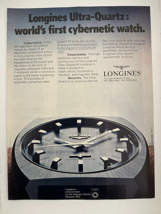 Anúncio Vintage Longines Ultra-Quartz - 1970s