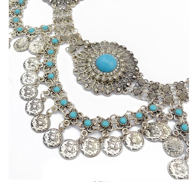 Pasek srebrny boho bohemian hippie